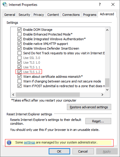 Window Internet Options