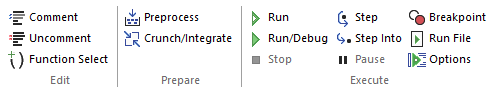 Image showing the Script ribbon functions