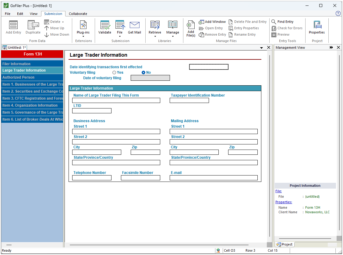 Form 13H View in GoFiler